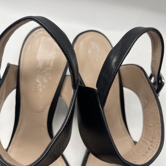 Stuart Weitzman Partilow Black Leather Sandal Sz 8 Wide - Picture 6 of 10